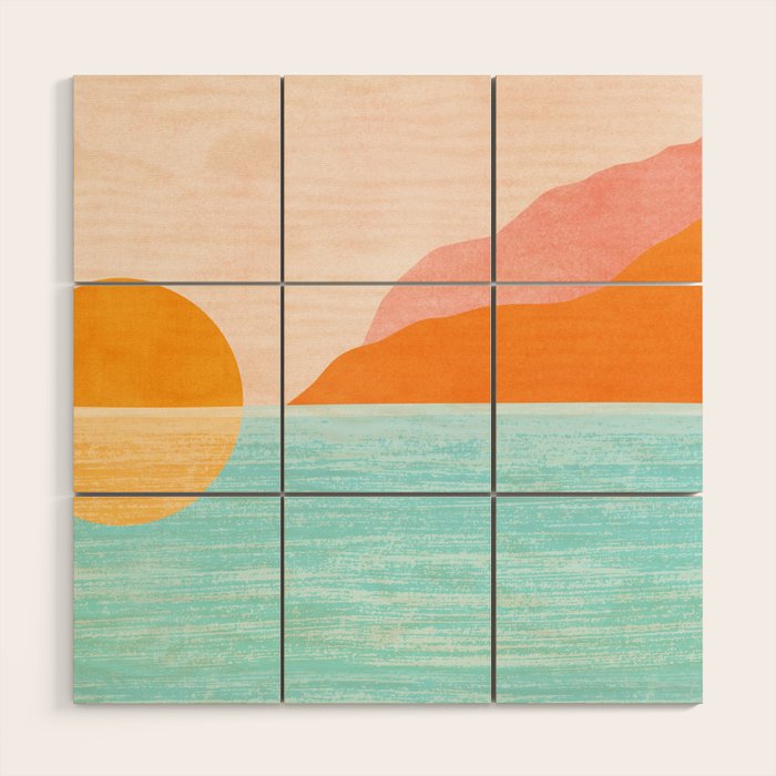Island Sunset Abstract Landscape Wood Wall Art Gallery Image 1
