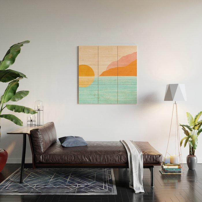 Island Sunset Abstract Landscape Wood Wall Art Gallery Image 2