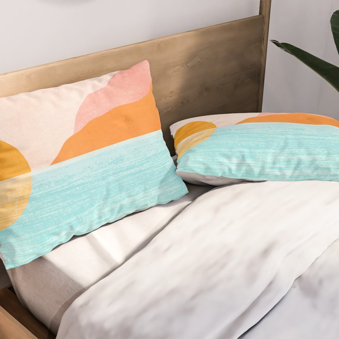 Island Sunset Abstract Landscape Pillow Sham Gallery Image 2