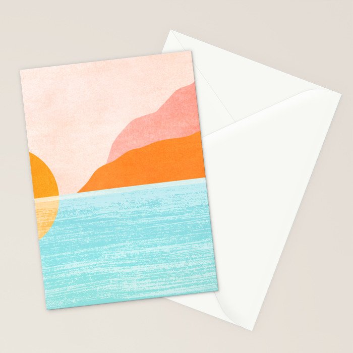Island Sunset Abstract Landscape Stationery Card Gallery Image 2