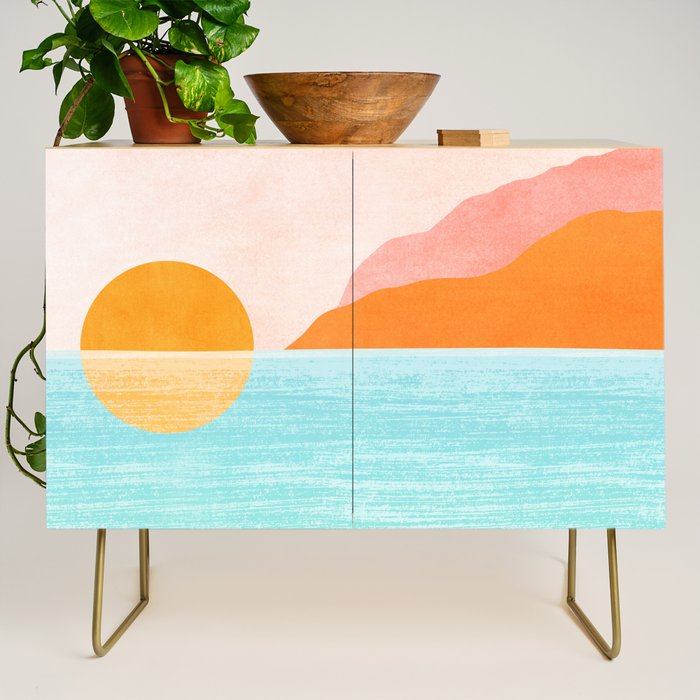 Island Sunset Abstract Landscape Credenza Gallery Image 1