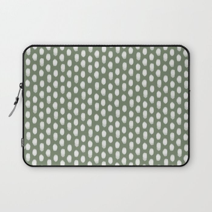 Dots . Green Laptop Sleeve Gallery Image 1