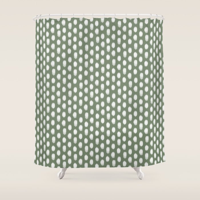 Dots . Green Shower Curtain Gallery Image 1