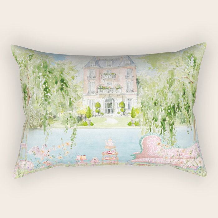 Wild flower meadow picnic in the French countryside Rectangular Pillow Gallery Image 1