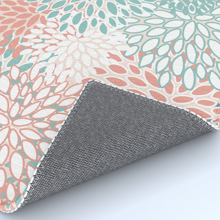 Modern Floral Prints, Coral Teal and Green Rug Gallery Image 4