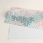 Modern Floral Prints, Coral Teal and Green Wrapping Paper Gallery Image 2