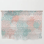 Modern Floral Prints, Coral Teal and Green Wall Hanging Gallery Image 1