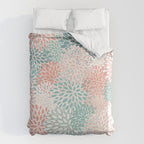 Modern Floral Prints, Coral Teal and Green Duvet Cover Gallery Image 6