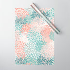 Modern Floral Prints, Coral Teal and Green Wrapping Paper Gallery Image 1