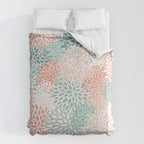 Modern Floral Prints, Coral Teal and Green Comforter Gallery Image 6