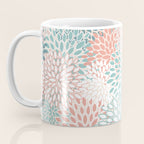 Modern Floral Prints, Coral Teal and Green Coffee Mug Gallery Image 3