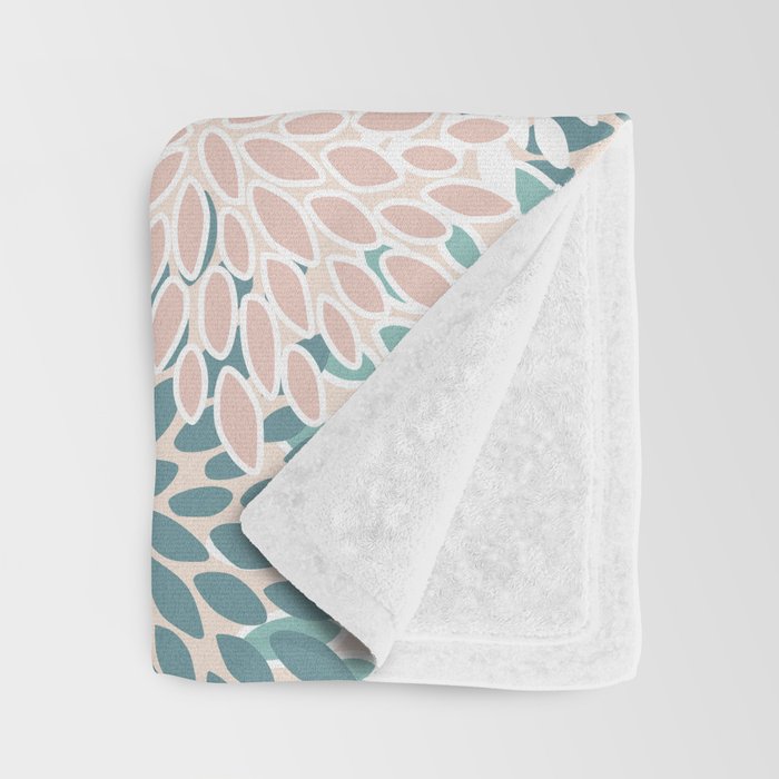 Modern Floral Prints, Coral Teal and Green Throw Blanket Gallery Image 3