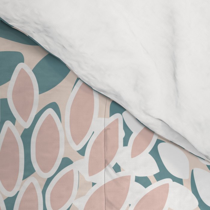 Modern Floral Prints, Coral Teal and Green Comforter Gallery Image 4