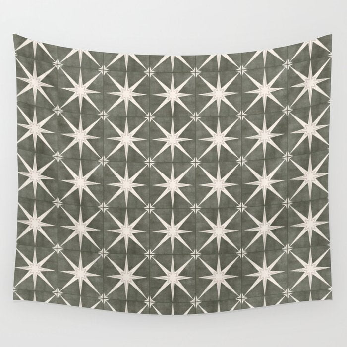arlo star tile - olive Wall Tapestry Gallery Image 4