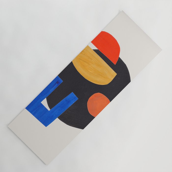 Minimalist Modern Mid Century Funky Colorful Primary Shapes Paper Collage by Ejaaz Haniff Yoga Mat Gallery Image 1