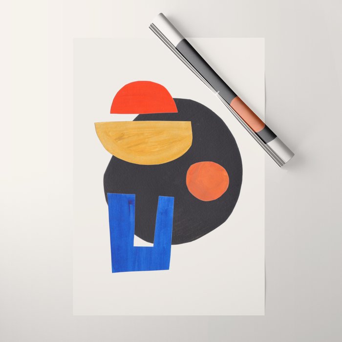 Minimalist Modern Mid Century Funky Colorful Primary Shapes Paper Collage by Ejaaz Haniff Wrapping Paper Gallery Image 1