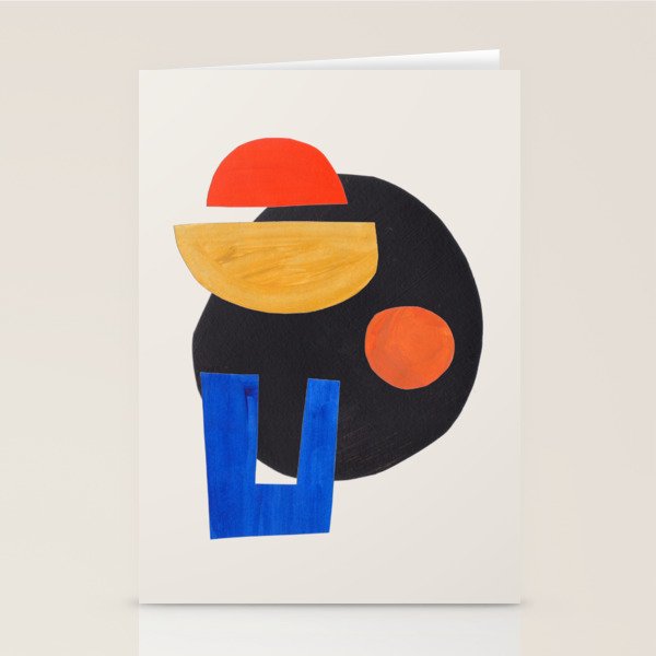 Minimalist Modern Mid Century Funky Colorful Primary Shapes Paper Collage by Ejaaz Haniff Stationery Card Gallery Image 1