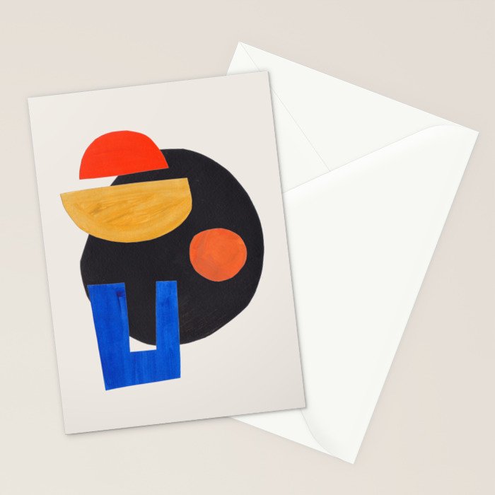 Minimalist Modern Mid Century Funky Colorful Primary Shapes Paper Collage by Ejaaz Haniff Stationery Card Gallery Image 2