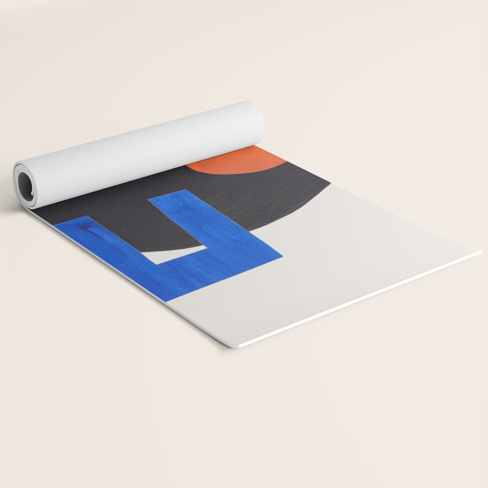 Minimalist Modern Mid Century Funky Colorful Primary Shapes Paper Collage by Ejaaz Haniff Yoga Mat Gallery Image 2