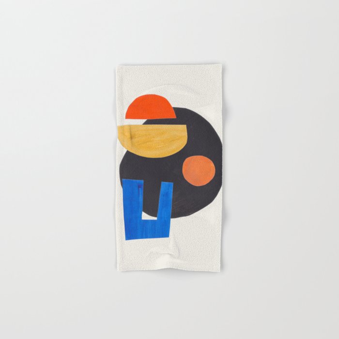 Minimalist Modern Mid Century Funky Colorful Primary Shapes Paper Collage by Ejaaz Haniff Bath Towel Gallery Image 1