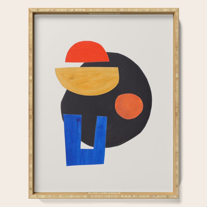 Minimalist Modern Mid Century Funky Colorful Primary Shapes Paper Collage by Ejaaz Haniff Serving Tray Gallery Image 1