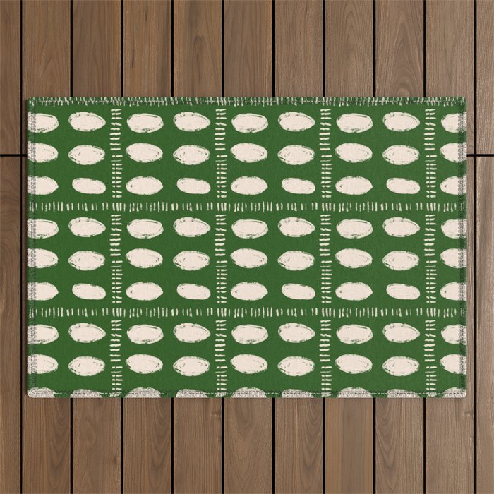 Green Boho Quilt Pattern Outdoor Rug Gallery Image 1