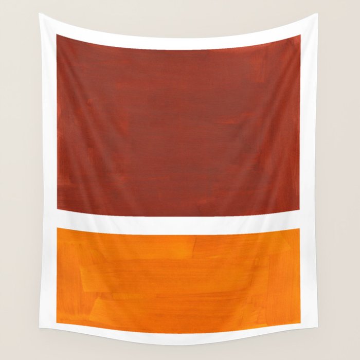 Burnt Sienna Yellow Ochre Rothko Minimalist Mid Century Abstract Color Field Squares Wall Tapestry Gallery Image 4