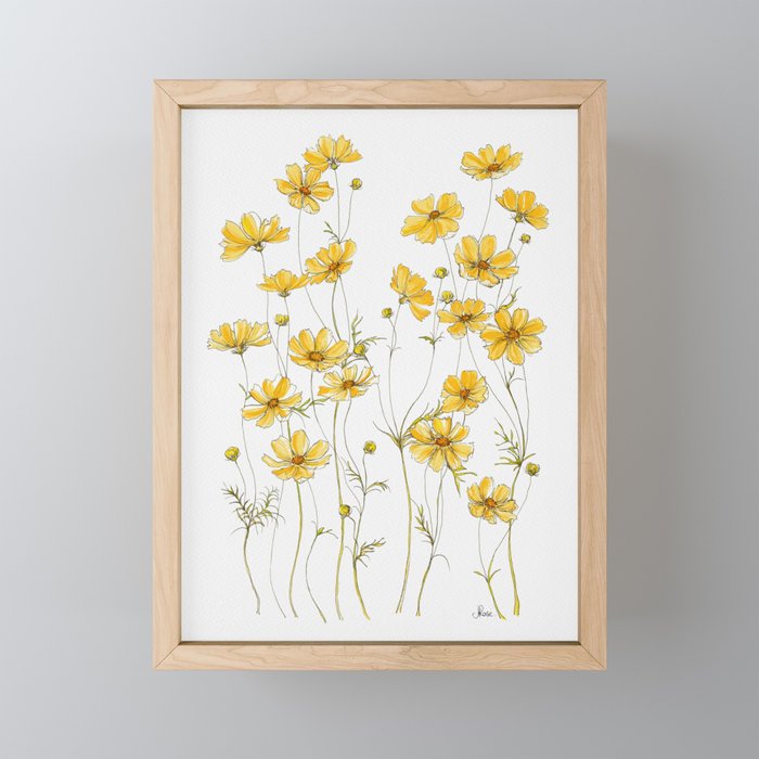 Yellow Cosmos Flowers Mini Art Print Gallery Image 1