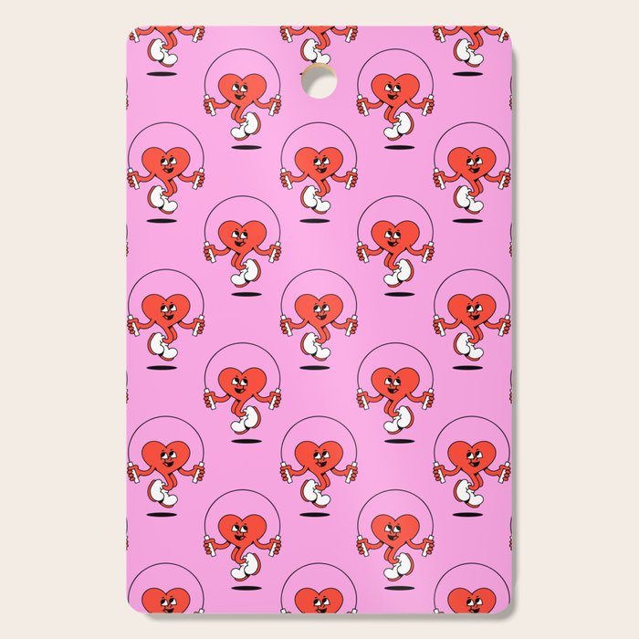 Retro love heart cartoon character pattern Cutting Board Gallery Image 1