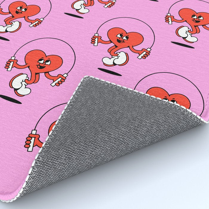 Retro love heart cartoon character pattern Rug Gallery Image 4