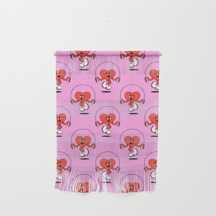 Retro love heart cartoon character pattern Wall Hanging Gallery Image 1