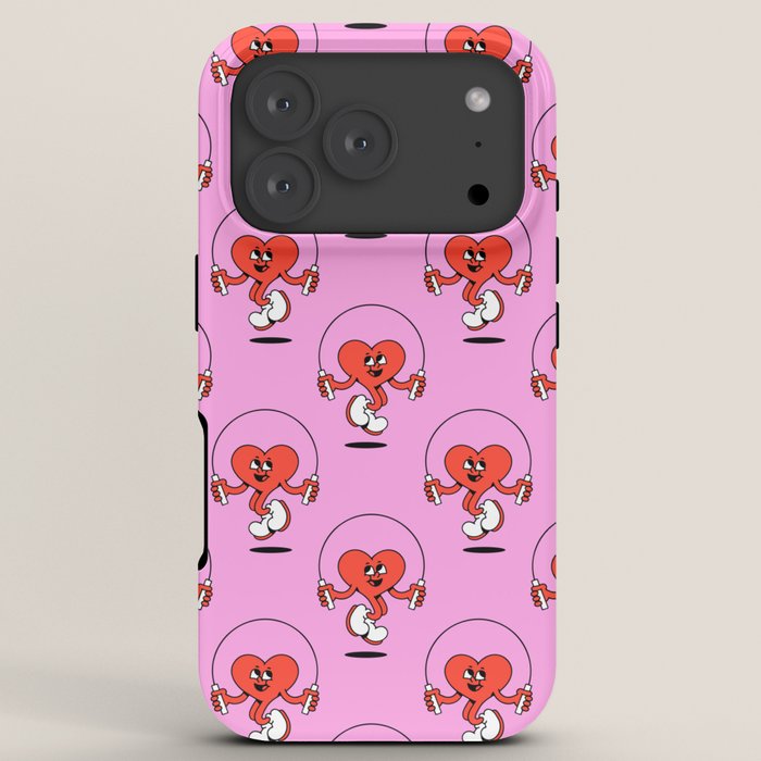 Retro love heart cartoon character pattern iPhone Case Gallery Image 7