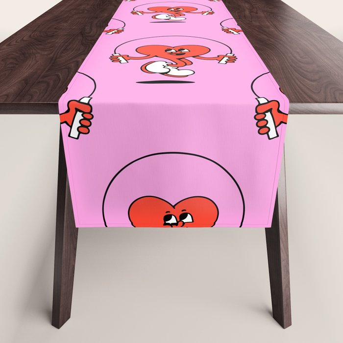 Retro love heart cartoon character pattern Table Runner Gallery Image 1