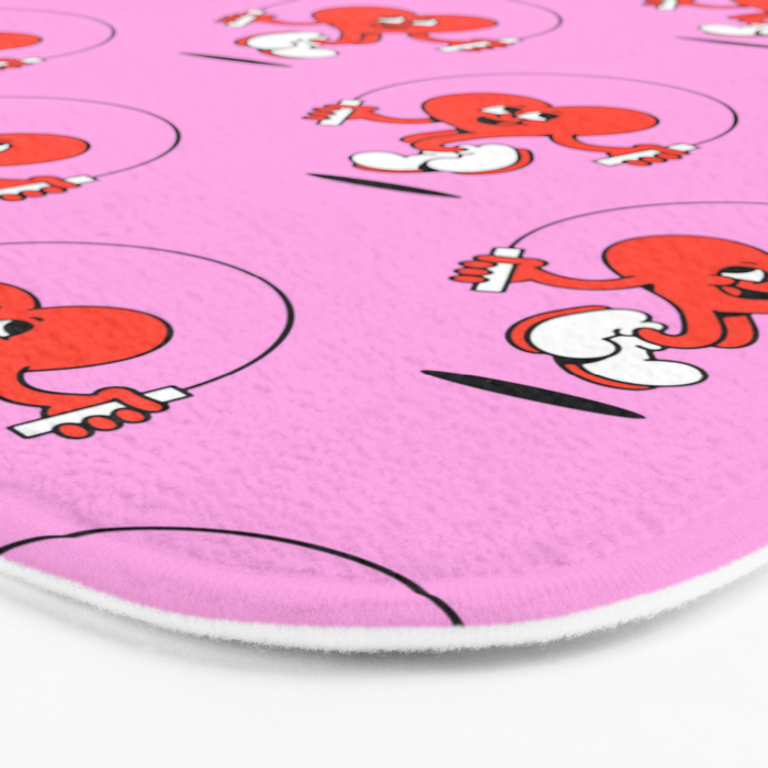 Retro love heart cartoon character pattern Bath Mat Gallery Image 3