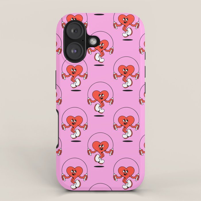 Retro love heart cartoon character pattern iPhone Case Gallery Image 1