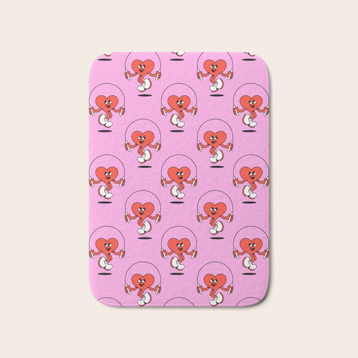 Retro love heart cartoon character pattern Bath Mat Gallery Image 1