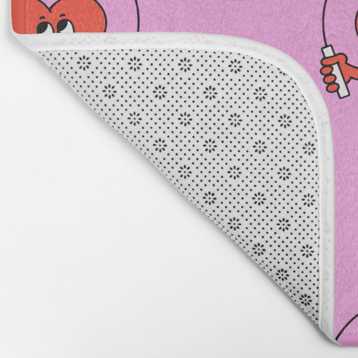Retro love heart cartoon character pattern Bath Mat Gallery Image 2