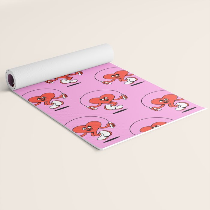 Retro love heart cartoon character pattern Yoga Mat Gallery Image 2