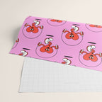 Retro love heart cartoon character pattern Wrapping Paper Gallery Image 2