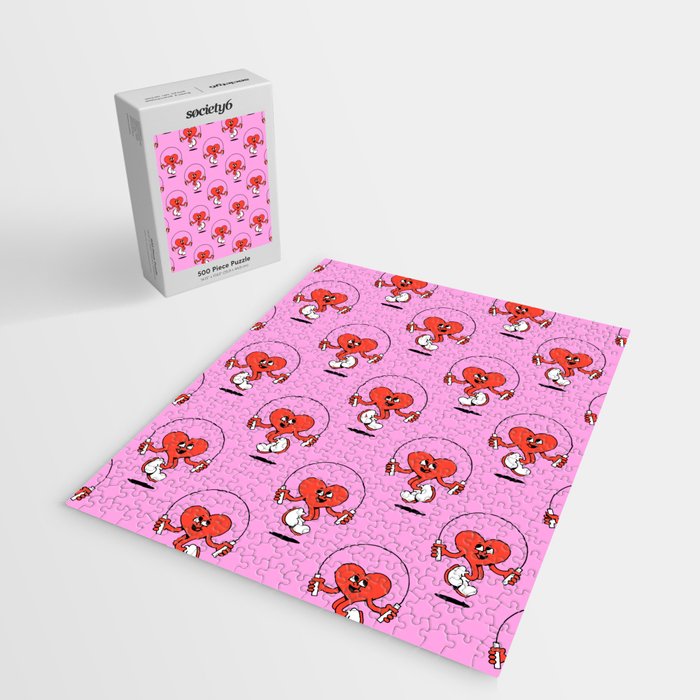 Retro love heart cartoon character pattern Jigsaw Puzzle Gallery Image 2