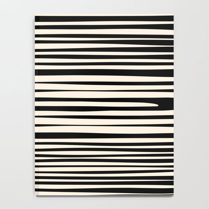 Natural Stripes Modern Minimalist Pattern in Black and Almond Cream  Notebook Gallery Image 4