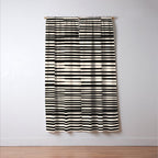 Natural Stripes Modern Minimalist Pattern in Black and Almond Cream  Window Curtain Gallery Image 3