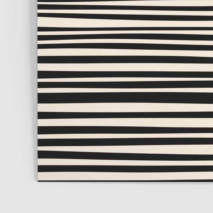 Natural Stripes Modern Minimalist Pattern in Black and Almond Cream  Poster Gallery Image 3