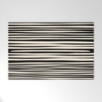 Natural Stripes Modern Minimalist Pattern in Black and Almond Cream  Welcome Mat Gallery Image 1