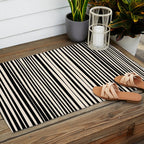 Natural Stripes Modern Minimalist Pattern in Black and Almond Cream  Outdoor Rug Gallery Image 2