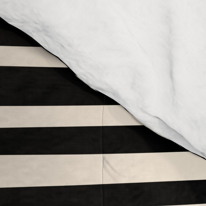 Natural Stripes Modern Minimalist Pattern in Black and Almond Cream  Comforter Gallery Image 4