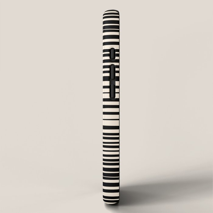 Natural Stripes Modern Minimalist Pattern in Black and Almond Cream  iPhone Case Gallery Image 2