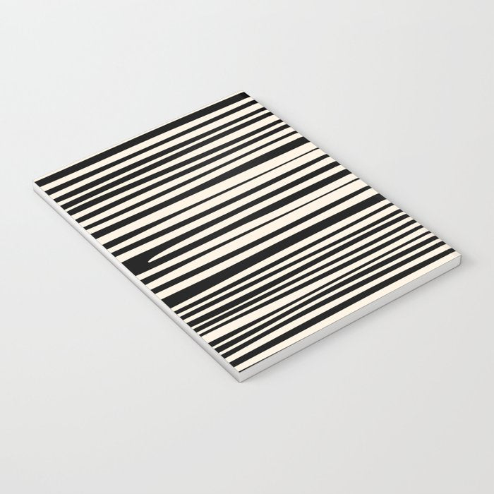 Natural Stripes Modern Minimalist Pattern in Black and Almond Cream  Notebook Gallery Image 3