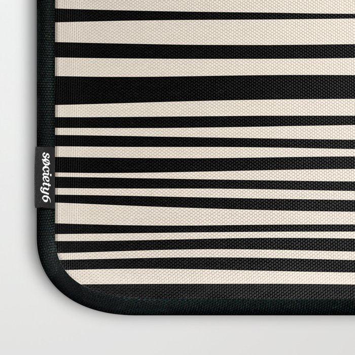 Natural Stripes Modern Minimalist Pattern in Black and Almond Cream  Laptop Sleeve Gallery Image 3