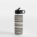 Natural Stripes Modern Minimalist Pattern in Black and Almond Cream  Water Bottle Gallery Image 1